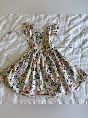 Worthy Threads Pinafore Dress in Gourmet Picnic